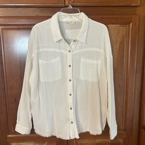 Neutral Gauze Button-Up Shirt - Soft White